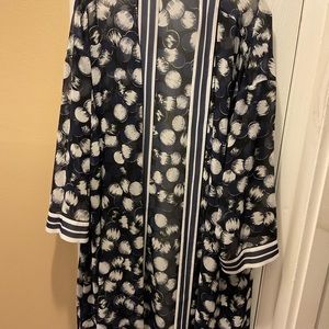 Black and white nylon light weight cardigan